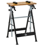 HOMCOM Work Bench Tool Stand Saw Table Adjustable Height Angle & Clamps Steel Frame
