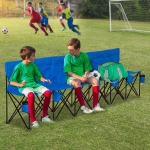 Outsunny 6 Seat Sport Bench Team Sport Camp Seat Folding Portable Outdoor Bench with Carrying Case and Cup Holder Black