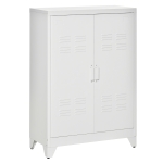 HOMCOM 2-Tier Steel Storage Cabinet w/ 2 Adjustable Shelves for Office Garage, White