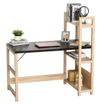 HOMCOM Rectangle Computer Desk with 3-Tier Book Shelf Wide Display Table for Home Study, Office - Black/Oak