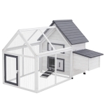 PawHut 65" Chicken Coop Wooden Chicken House Rabbit Hutch Poultry Cage Hen Pen Backyard with Nesting Box, Ramp, Run