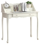 Monarch 36" Traditional French Style Queen Anne-Style Legs 2-Drawer Secretary Desk - Antique White Finish