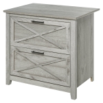 HOMCOM Retro Wooden 2-Drawer Lateral File Chest Cabinet Pedestal for Document Storage with Hanging Bar for Letter/Legal Size, Grey