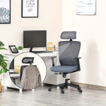 Vinsetto Mesh Office Chair with Lumbar Back Support High Back Swivel Task Chair, Adjustable Height Head Pillow, Blue Grey