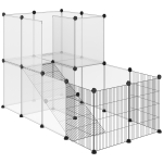 PawHut Plastic Yard Fence Tent Pet Playpen, DIY Small Animal Cage, Two-Story