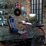 Vinsetto High Back Racing Style PU Leather Office Chair Lumbar Support Blue