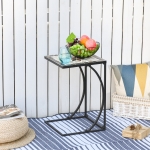 Outsunny 18"x18"x20" Square Garden Metal Bistro Table Outdoor Patio Coffee Side Desk, Black(c-5)
