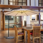 Outsunny 10ft Outdoor Cantilever Umbrella with Solar Lights Banana Umbrella with Adjustable Angle for Patio Backyard Navy Blue(c-3)