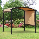 Outsunny 10' x 8' Outdoor Retractable Canopy Pergola Steel Frame Patio Pergola Shelter Sun Shade with Arc Roof, Beige(c-1)