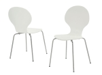 Monarch 4 Piece Bentwood Seat Chrome Metal Leg Modern Dining Chair Set - White