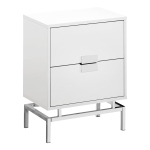 Monarch 24" Retro Inspired 2 Drawer End Table Night Stand with Metal Base - White / Chrome Metal Base