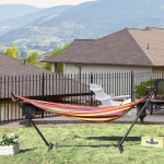 Outsunny Fabric Hammock Bed with Stand, Free Standing Adjusytable Lounge Chair Includes Portable Carrying Case for Outdoor or Indoor