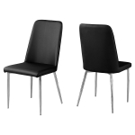 Monarch 2 Piece PU Leather Chrome Legged Modern Dining Chair Set - Black