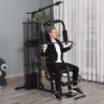 Soozier Multifunction Home Gym System Weight Training Exercise Workout Station Fitness Strength Machine for Body Training Black
