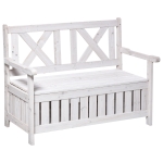 Outsunny 2-Person Backyard Patio Bench with Louvered Side Panels & Wood Build, White