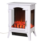 HOMCOM Electric Fireplace Heater, Fireplace Stove with Realistic LED Flames and Logs and Overheating Protection, 750W/1500W, White