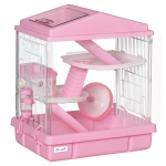 PawHut Four-tier Hamster Habitat Big Cages for Small Animals, Rats, Mice, Gerbils, Pink