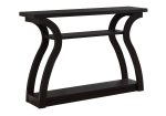 Monarch 47" Contemporary 3-Tier Wood Grain-Look Curved Leg Base Accent Console Table - Cappuccino Brown Finish