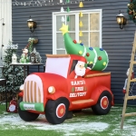 HOMCOM 5.9Ft Inflatable Truck with Christmas Tree for Indoors & Outdoors with LED Lights