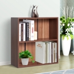HOMCOM Wood Small Bookshelf 2 Tier Storage Unit Chest Home Office Furniture Walnut