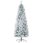 HOMCOM 6ft Pre-Lit Snow-Flocked Slim Douglas Fir Artificial Christmas Tree with Realistic Branches, 250 LED Lights and 462 Tips