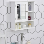 kleankin Wall Mount Bathroom Cabinet Storage Organizer w/ Mirror Adjustable Shelf