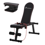 Soozier Dumbbell Bench Adjustable Exercise Foldable Multifunctional Sit Up with Resistant Rope for Home, Office and Gym - Black