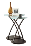 Monarch 2 Piece Contemporary Bentwood Frame Tempered Glass Top Nesting Accent Side Table Set - Cappuccino Brown Finish