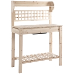 Outsunny 39'' Gardening Workbench with Hidden Storage, Sliding Tabletop, Below Clapboard, Upper Shelf, Wooden Garden Potting Bench Work Table Natural