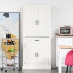 HOMCOM 71" Freestanding Kitchen Pantry Traditional Storage Cupboard Floor Utility Cabinets with Drawer for Living Room, Hallway,Ivory