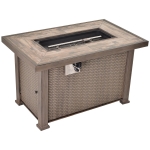 Outsunny 42" 50,000 BTU Outdoor Patio Backyard Gas Fire Pit Table with Beautiful Slate Tabletop & Wicker Design