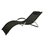 Outsunny Aluminum Mesh Fabric Outdoor Curved Chaise Sun Lounge Chair - Black