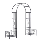 Outsunny Decorative Metal Backyard Garden Arch with Planter Boxes
