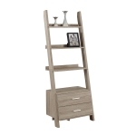 Monarch 69" Contemporary Wood Grain-Look 4-Shelf Ladder Bookcase with Storage Drawers - Dark Taupe Finish