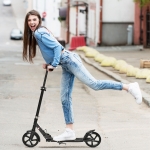 Soozier Foldable Kick Scooter for 14+ w/ Adjustable Handlebar, Kickstand, Rear Wheel Brake System, 7.75'' Big Wheels & ABEC-7 Bearings