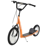 Aosom Youth Scooter Kick Scooter for Kids 5+ with Adjustable Handlebar Front and Rear Dual Brakes Inflatable Wheels, Orange