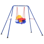 Outsunny Metal Toddler Swing Set with Baby Seat Safety Harness Backyard Playground Outdoor Garden Playset for Kid Age 3-36 Months