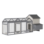 PawHut 100" Chicken Coop Wooden Chicken House Large Rabbit Hutch Poultry Cage Hen Pen Backyard with Double Run, Nesting Box