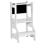 Qaba 2in1 Kids kitchen step stool Step Stool Table Chair Set w/ Chalkboard