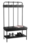 Monarch 60" Contemporary Padded Seat Hall Entry Shoe Bench with Coat Storage Hooks - Charcoal Grey Metal