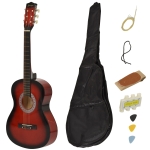Soozier 36" Classical Guitar Birch Wood Guitar Set with Special Storage Bag for Child Beginners - Wine Red