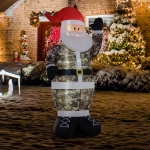 HOMCOM Inflatable Christmas Outdoor Lighted Yard Decoration, Camoflauge Santa, 8' Tall