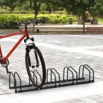 HOMCOM 5 Bike Parking Stand Floor Wall Mount Storage Locking Rack Holder Outdoor Steel