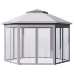 Outsunny Pop Up Gazebo, Double Roof Adjustable Canopy Tent w/ Mesh Sidewalls, Carrying Bag, Grey