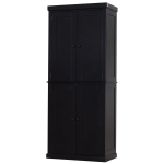 HOMCOM Natural Wood Grain Stand Alone Kitchen Pantry with Two Large Storage Areas and Adjustable Shelving - Black