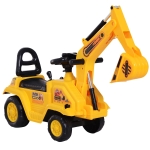HOMCOM 3 in 1 Ride On Toy Excavator Digger Scooter Pulling Cart Pretend Play Construction Truck