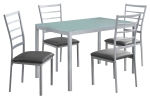 Monarch 5 Piece 48" Rectangular Glasstop Metal Framed Table and Chairs Dining Set - Silver