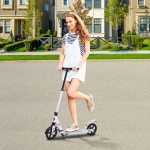 Soozier Teens Adult Kick Folding Scooter Adjustable Height With Brakes and Kickstand White