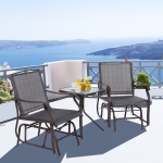 Outsunny Outsunny 3 Piece Rocking Chair Set with Table Breathable and quick drying Grey