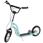 Aosom Youth Scooter Front and Rear Caliper Dual Brakes 12-Inch Inflatable Front Wheel Ride On Toy For Age 5+ - Blue